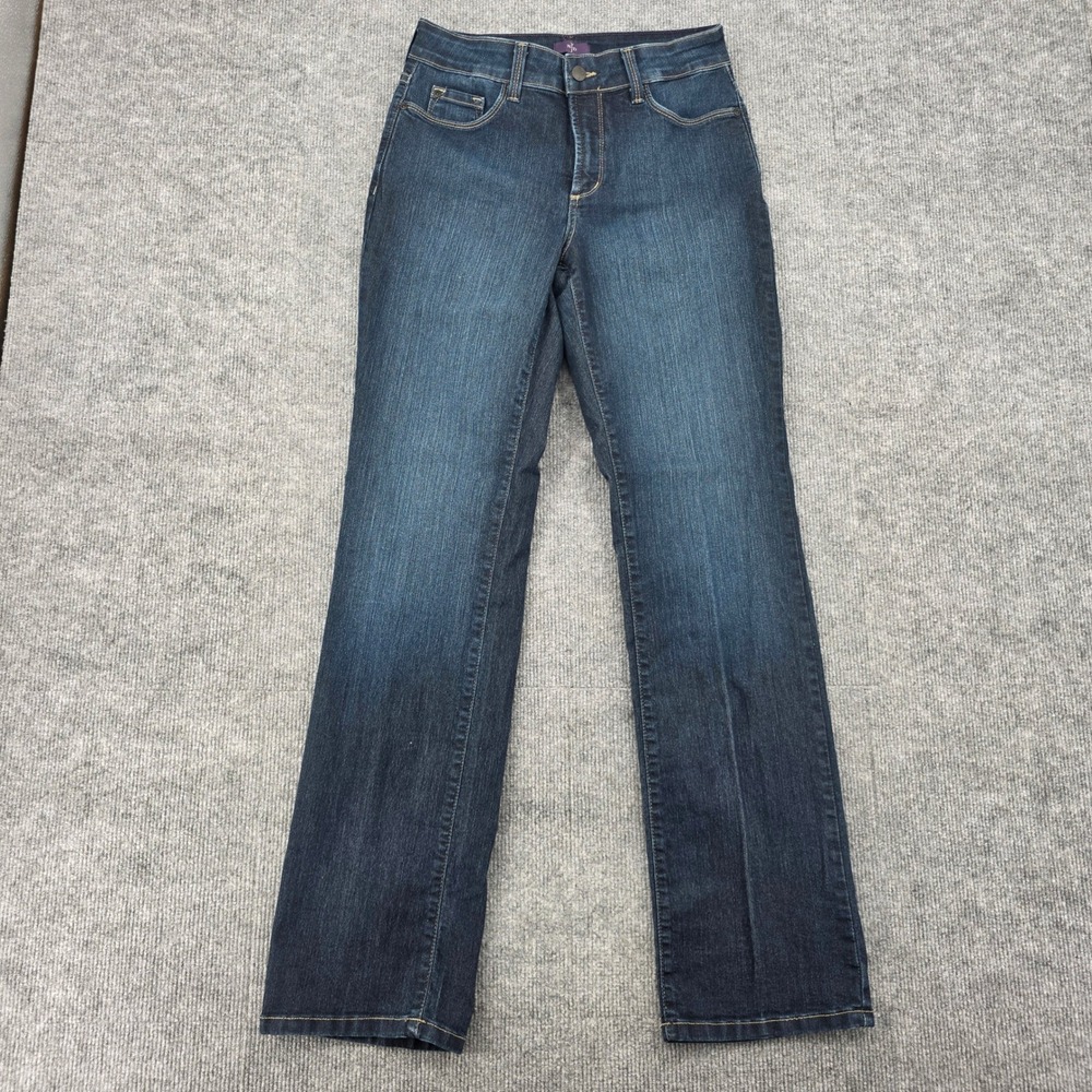 NYDJ Women Dark Wash Straight Leg Jeans Lift Tuck Technology Size 6 Made in USA